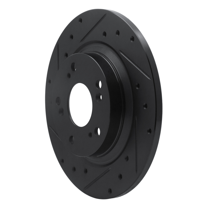 Honda S2000 Brake Rotor (1) - Rear Left - R1 Concepts - Drilled & Slotted - Black - `00-`09